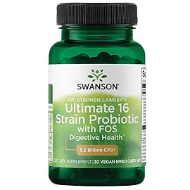 Swanson Dr. Stephen Langer\'s Formula - Natural Probiotic w/Prebiotic FOS - 16-Strain Supplement Promoting Digestive Support w/ 3.2 Billion CFU per Capsule - (60 Veggie Capsules) 4 Pack