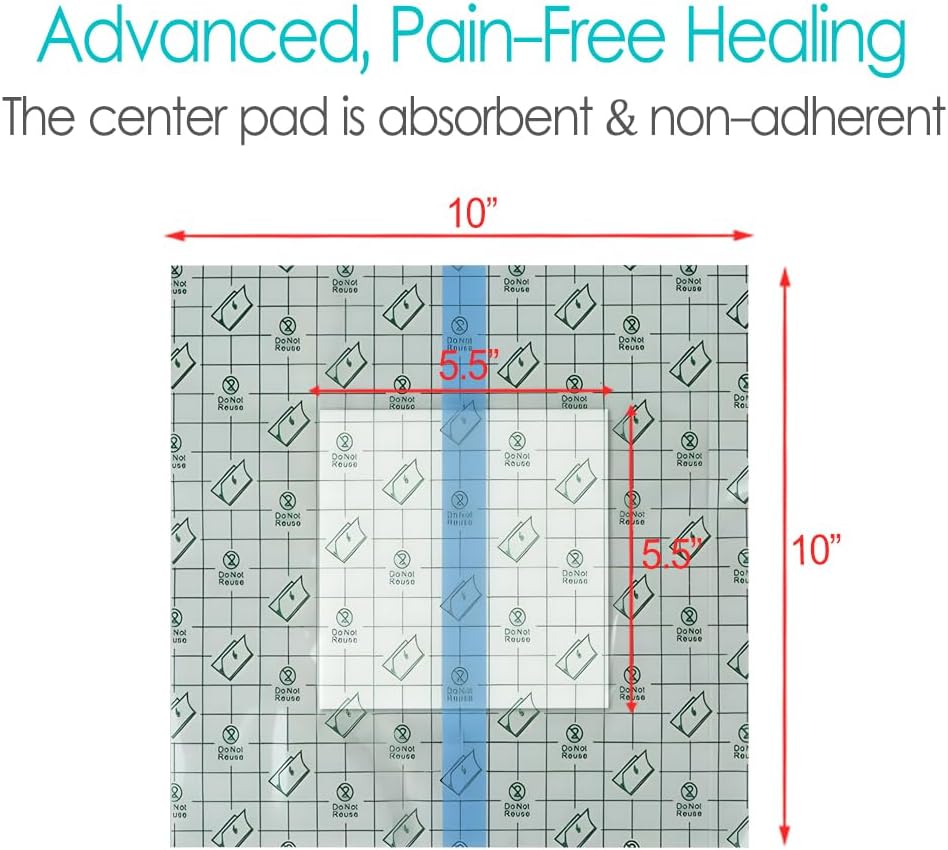 Waterproof Shower Cover Shields Dialysis Port Picc Line Chest Catheter PD Peritoneal Dialysis Chemo Non-Stick Center Pad for Feeding Tube Peg G-Tube Patient Bandage Protector, 10"x10"(Pack of 25)