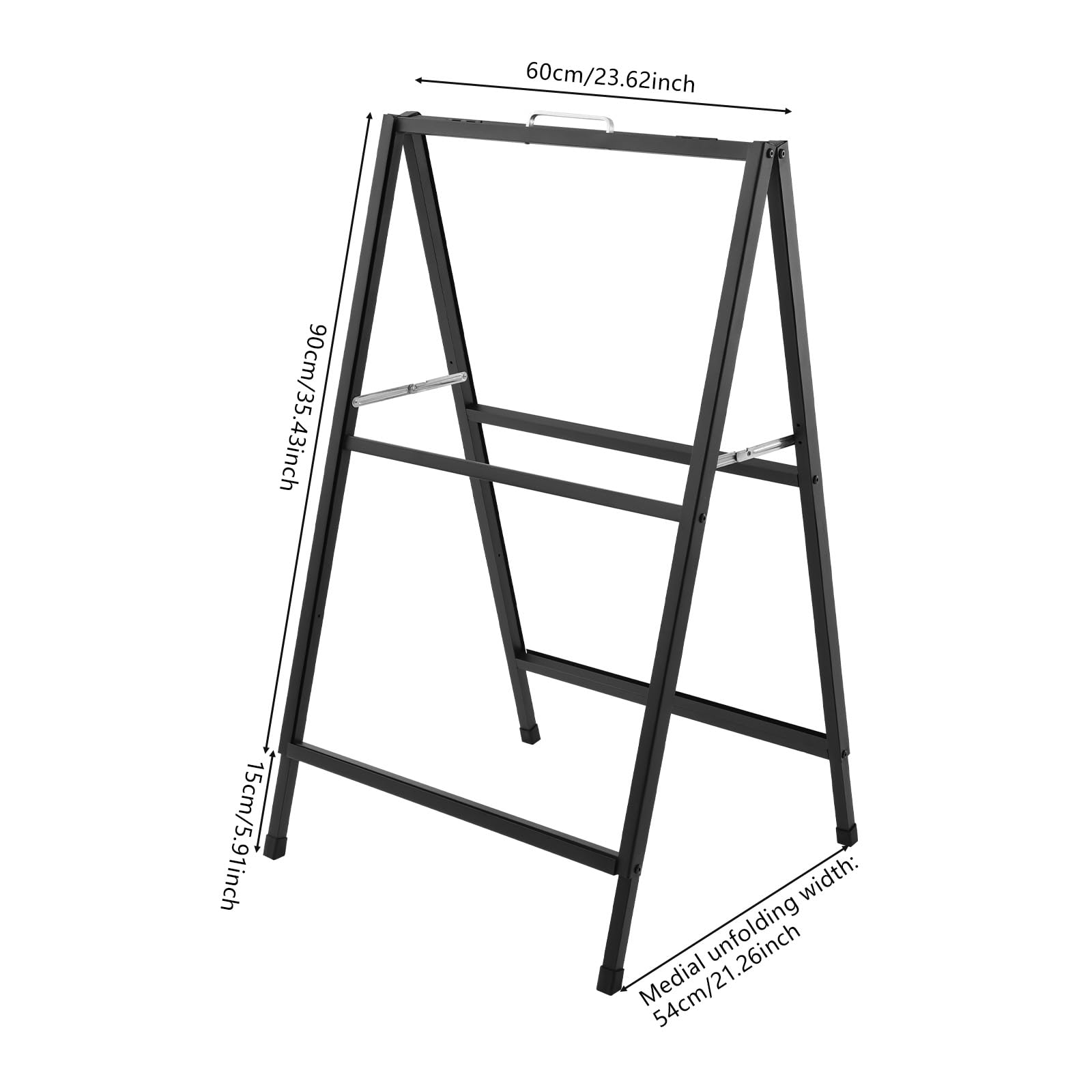 Portacarteles de doble cara en forma de A de hierro y tubo galvanizado, resistente, negro, 4 unidades, para carteles publicitarios de hasta 60 x 90 cm, ideal para tiendas, exposiciones, eventos y