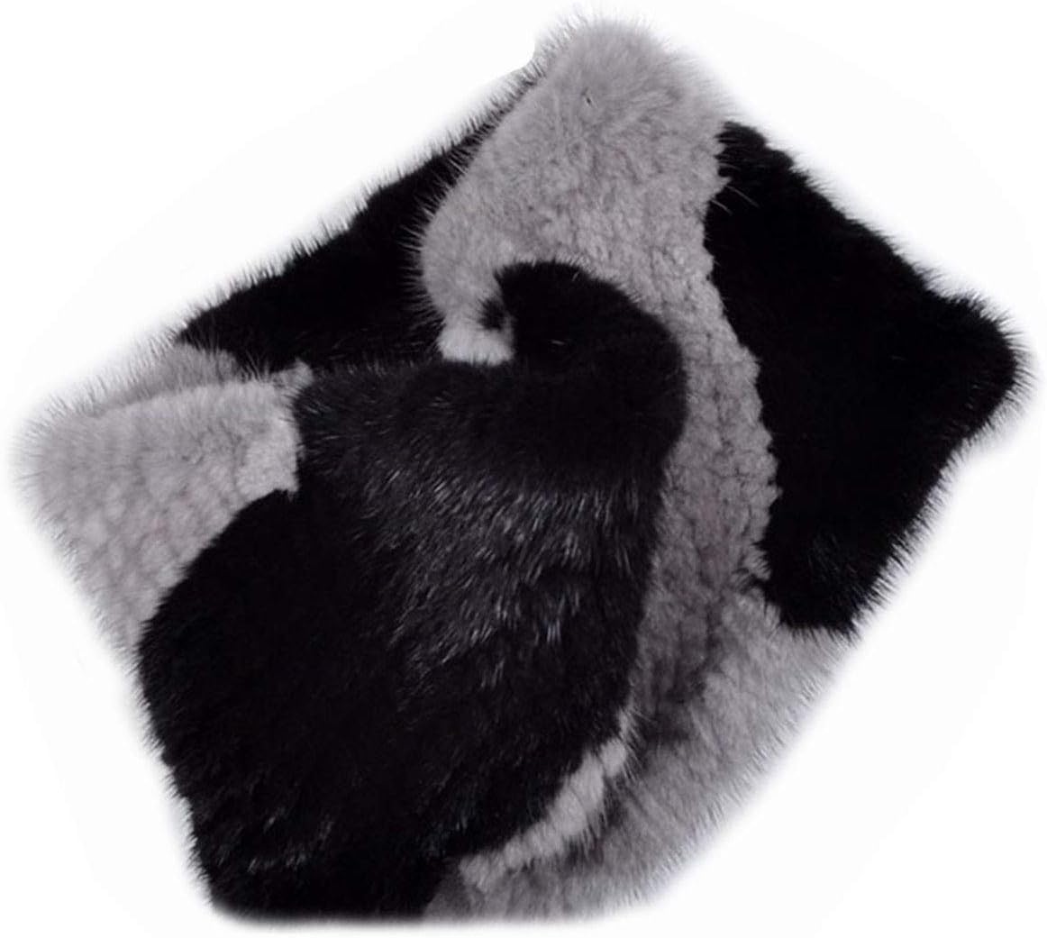Scarf Genuine Mink Hair Headband Women High Elasticity Knit Headwrap Neck Warmer