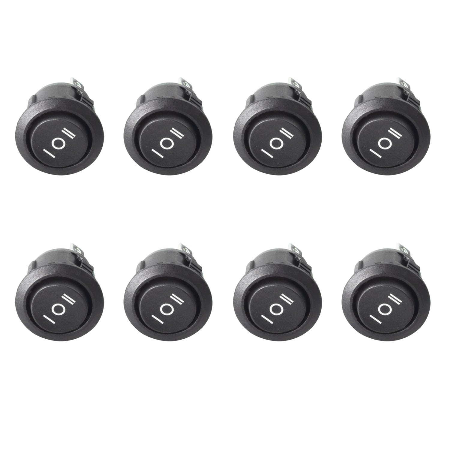 8pcs Boat Power Switch 3-Position 3-Pin - PA66 Snap-in Round Momentary Rocker Switching Power