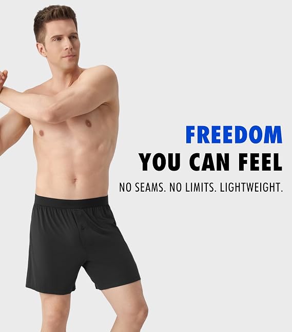 Separatec Silky Soft Modal Boxers for Men, 38mm Widen Waistband, Breathable Loose Men's Underwear for Sleep (3-Pack)