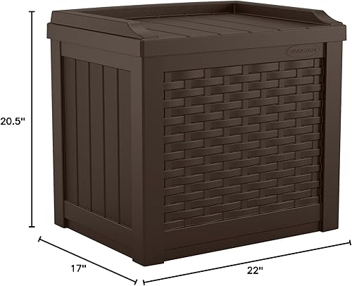 Miniatura 9 de Suncast - Asiento de almacenamiento de resina pequeño de 22 galones, Java, SSW600J