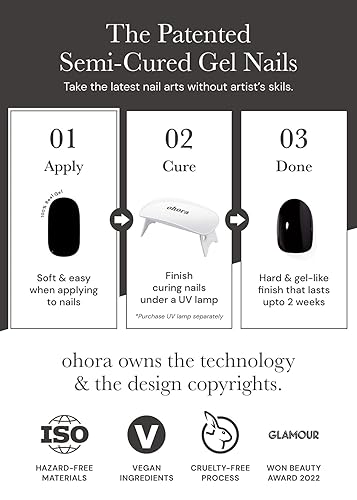 Miniatura 3 de ohora Tiras de uñas de gel semicuradas (N Be My Valentine), rango de tamaños extendidos, funciona con cualquier lámpara de uñas, calidad de salón,