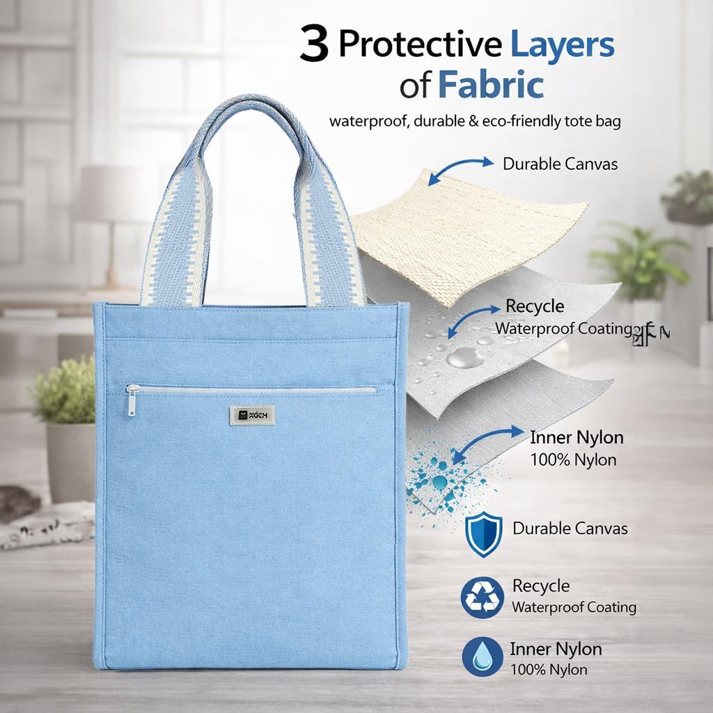 Laptop Canvas Tote Bag for Women Fit 15 in Laptop, Everyday Carry,Work, School, Beach, Gym - 3 Layers Fabrics - Image 4