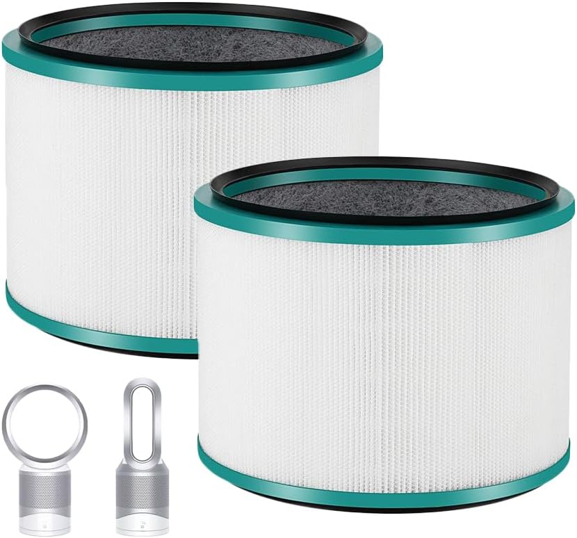 HP01 HP02 Filter Replacement for Dyson HP01 HP02 DP01 DP02 Air Purifier, Premium H13 True HEPA 360° Glass Filter for Dyson Fan Pure Hot Cool Link Desk Purifiers, Compare to Part# 968125-03, 2 Pack