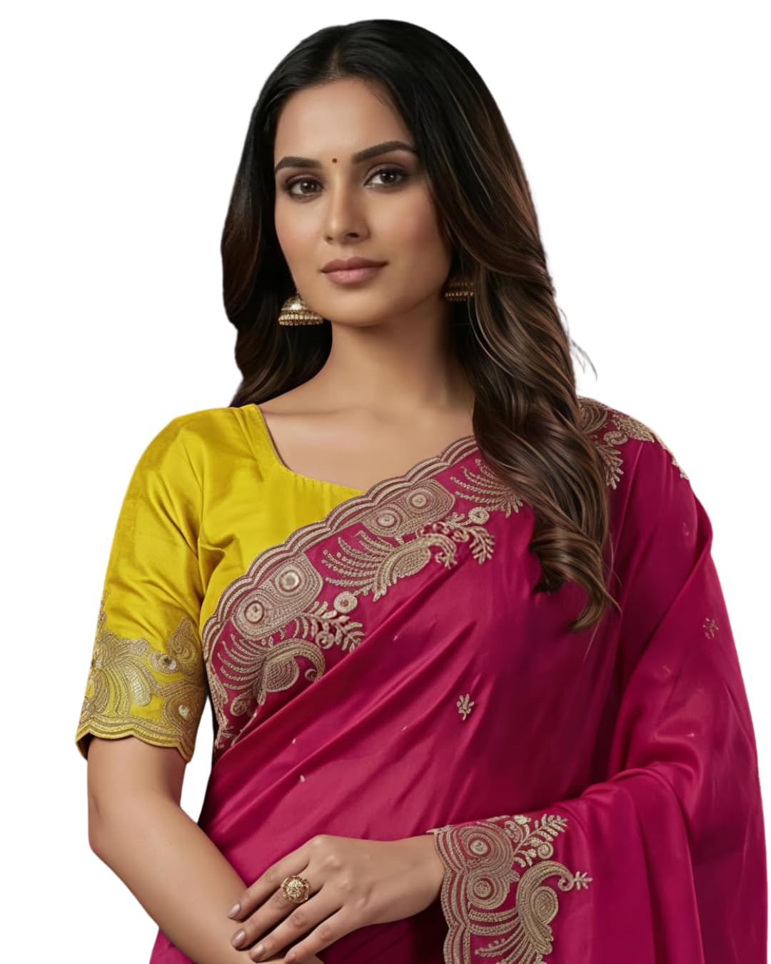 Parsan Enterprise Women's Georgette Embroidery Border Saree with Blouse Piece | Elegant, Wedding, Festive & Traditional Saree for Women-picture-18