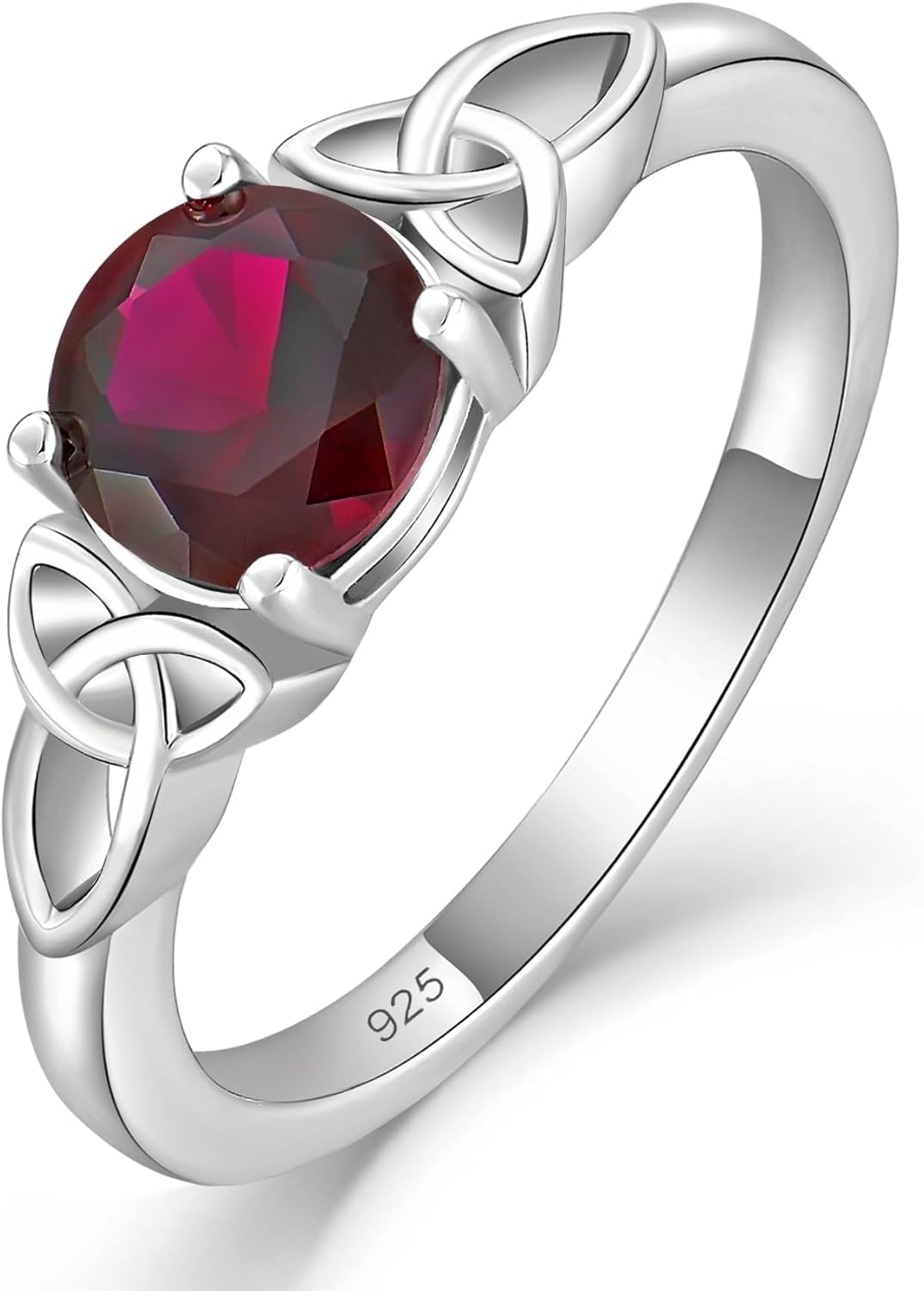 YL Celtic Knot Rings for Women 925 Sterling Silver Round Cut Birthstone Statement Ring