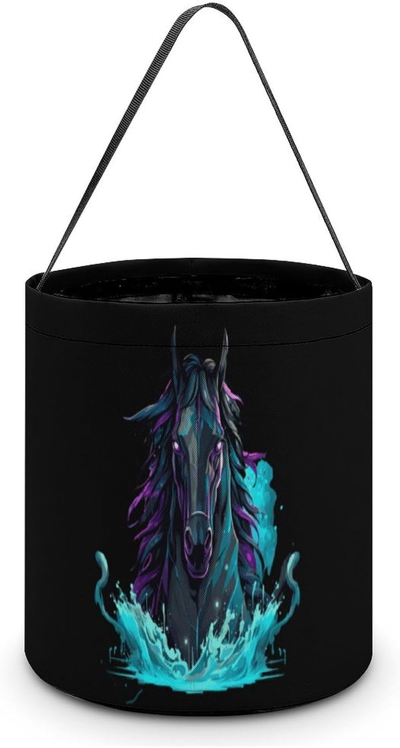 Black Horse Halloween Treat Bag Reusable Candy Basket Tote Goody Bags Gift Party