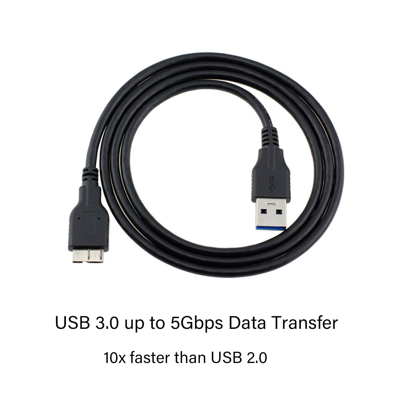 Cable de disco duro USB 3.0, cable USB-A a Micro B compatible con Samsung Galaxy S5, Note 3, Note Pro 12.2, cámara, disco duro WD Toshiba Seagate y más USB 3.0 5Gbps cable de transferencia de datos de