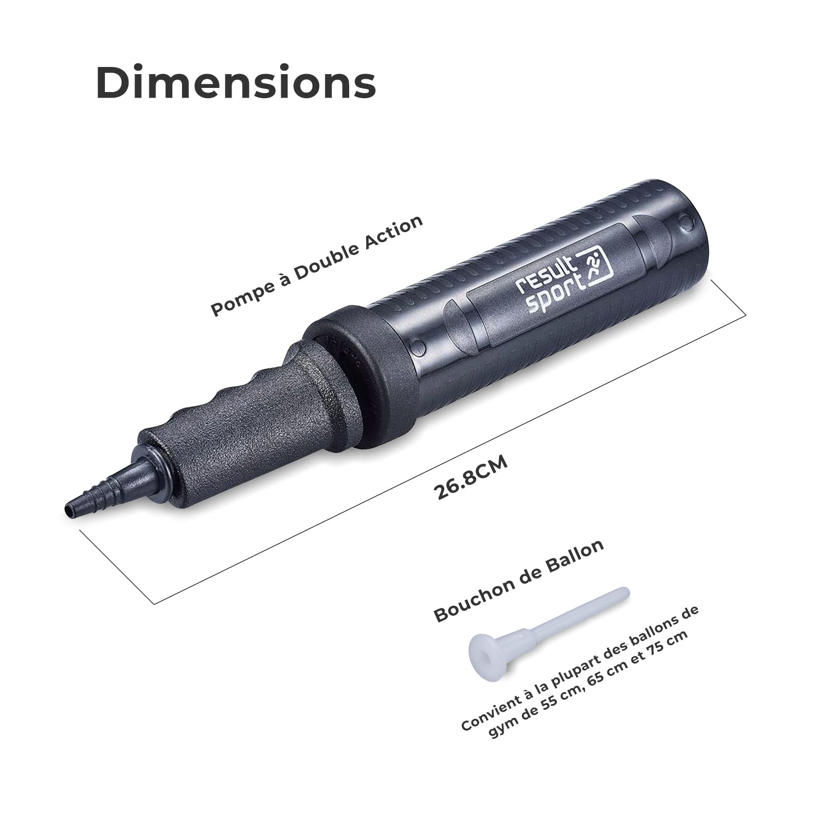 ResultSport Gonfleur Ballon pompe, à double action pompe, ballon de gym fitness ballon suisse gymball - 3