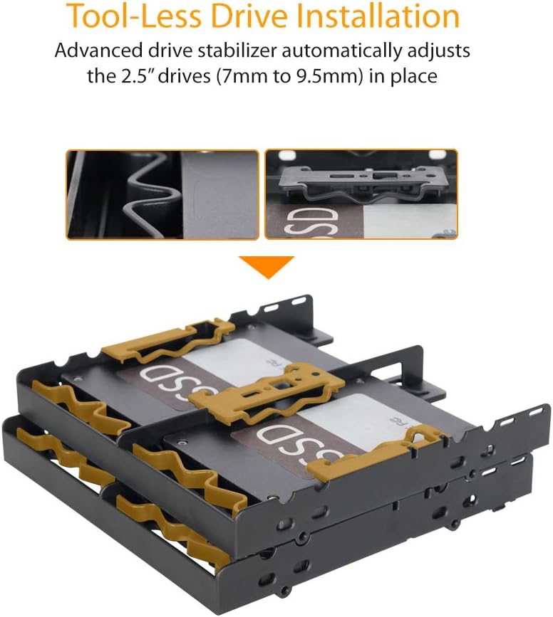 ICY Dock Flex Fit Quattro MB344SP – Mounting Frame for 4 x 2.5 Inches (6.4 cm) SSD/HDD in 1 x 5.25 Inches (13.3 cm)