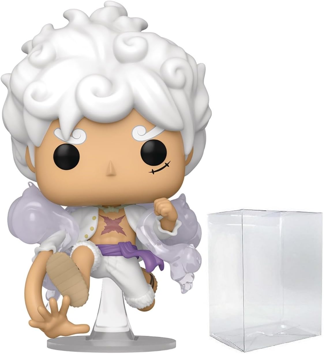 POP Anime: One Piece - Monkey D. Luffy Gear Five Funko Vinyl Figure (Bundled with Compatible Box Protector Case), Multicolor, 3.75 inches