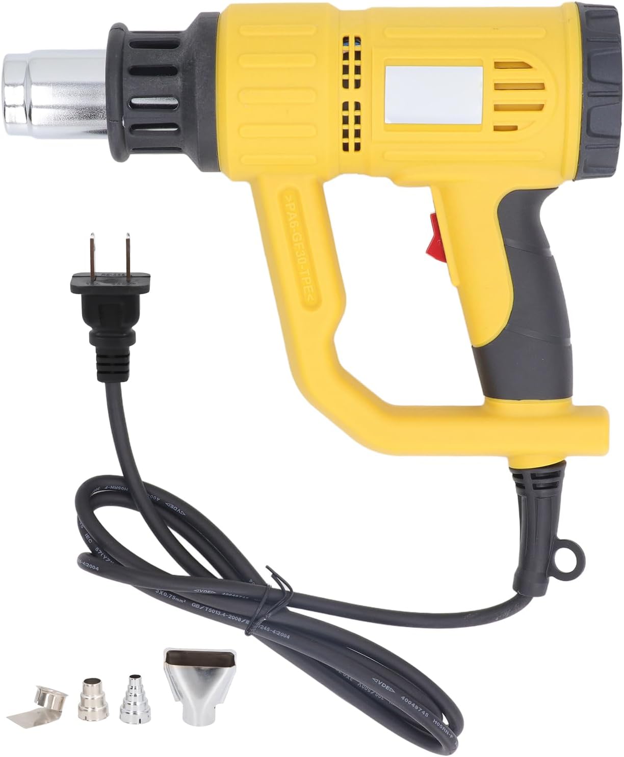 Handheld Heat Torch - 1800W Hot Air Gun Kit - 50-600 Degrees Celsius Variable Temperature - 300 L and 500 L Airflow Settings - 4 Nozzles - EU Plug 220V for Paint Removal and