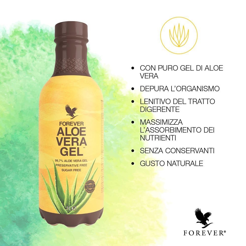 Forever Aloe Vera Gel – Gel da bere con aloe vera stabilizzata, depurativo e digestivo, ideale per il benessere quotidiano – bottiglia PET da 1 L