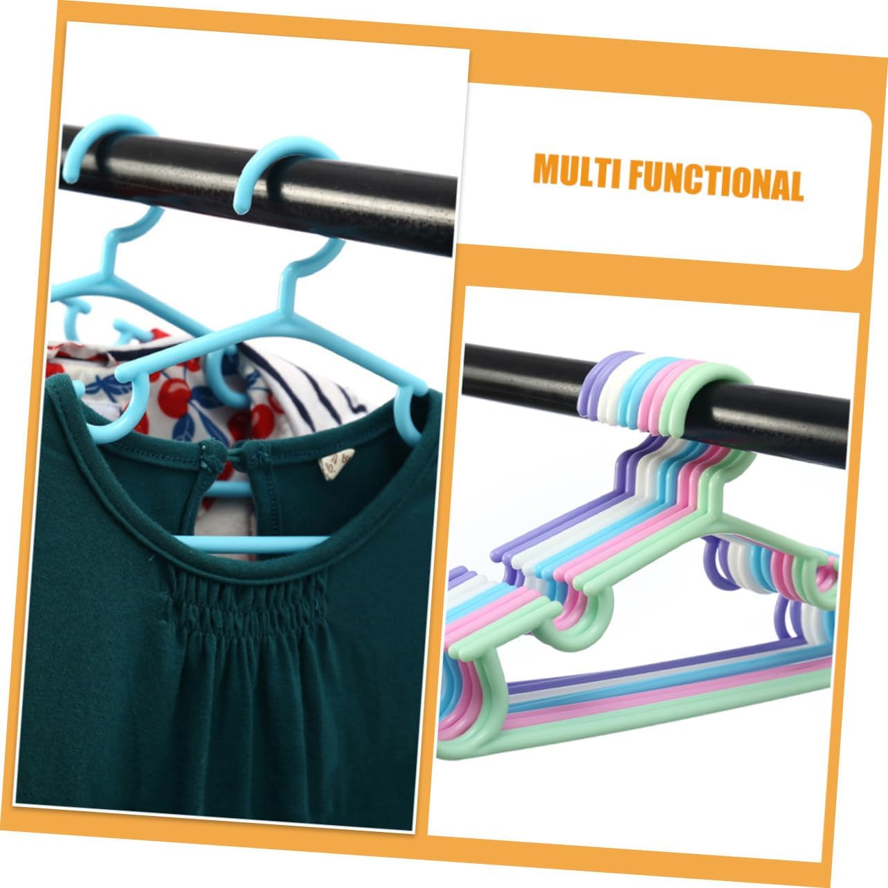 50pcs Colorful Plastic Clothes Hangers for Closet Childrens Clothes Hanger with Stable Design Safe Non-Toxic for Boys and Fun Organizer for Nursery and Wardrobe