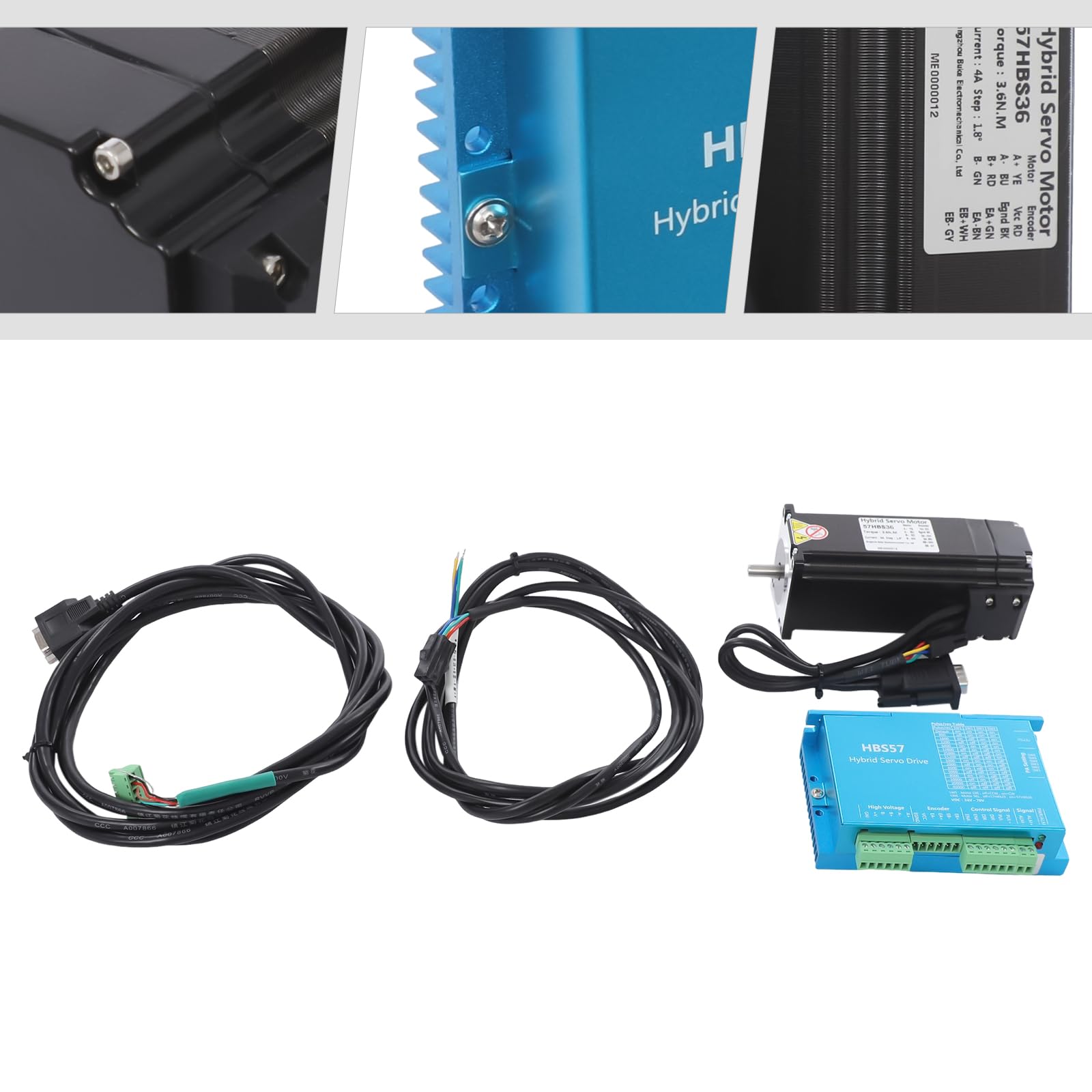 Motore passo-passo Driver HBS57, Closed Loop CNC Stepper Motor Driver + Motore 57HBS30, 3.6Nm, DC24-60V