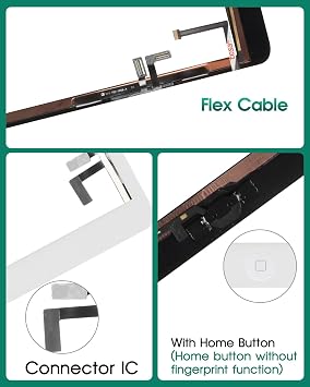 SRJTEK Screen Replacement for iPad 5 air 1st Gen A1474 A1475 A1476 Screen Replacement Touch Digitizer Glass Sensor Assembly - Home Button Camera Holder Pre Installed Adhesive Stickers (White)