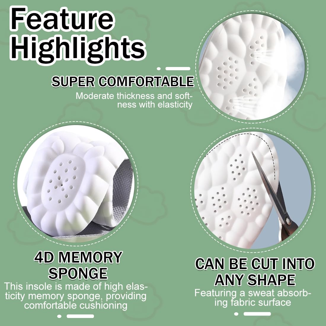 Plantillas Memory Foam Alivio Dolor Talón Plano Absorción Impactos Antifatiga Deporte Trabajo Uso Diario 41-42