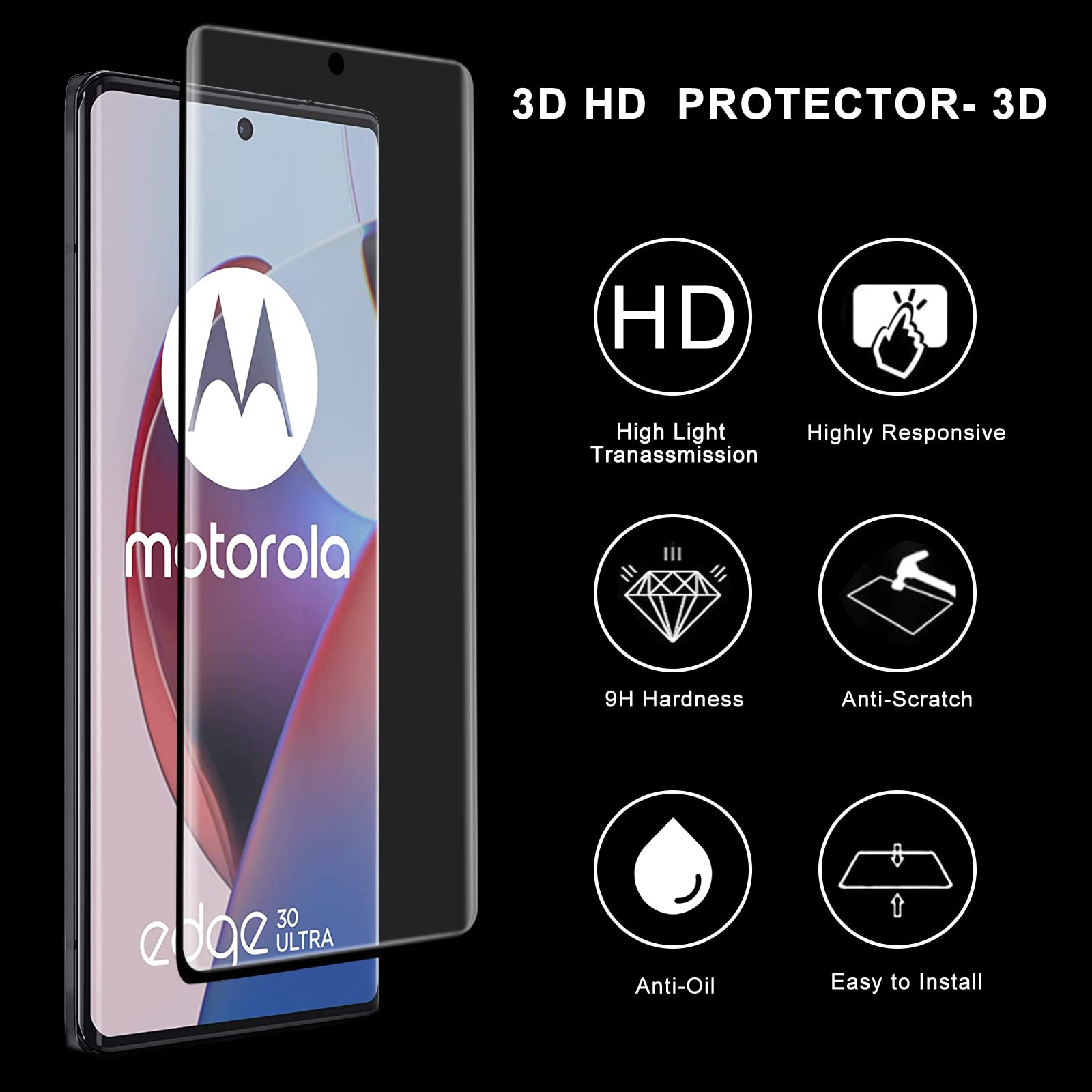2 Pellicole In Vetro Temperato 9H Per Motorola Edge 30 Ultra | BAIDIYU HD Antigraffio - 4