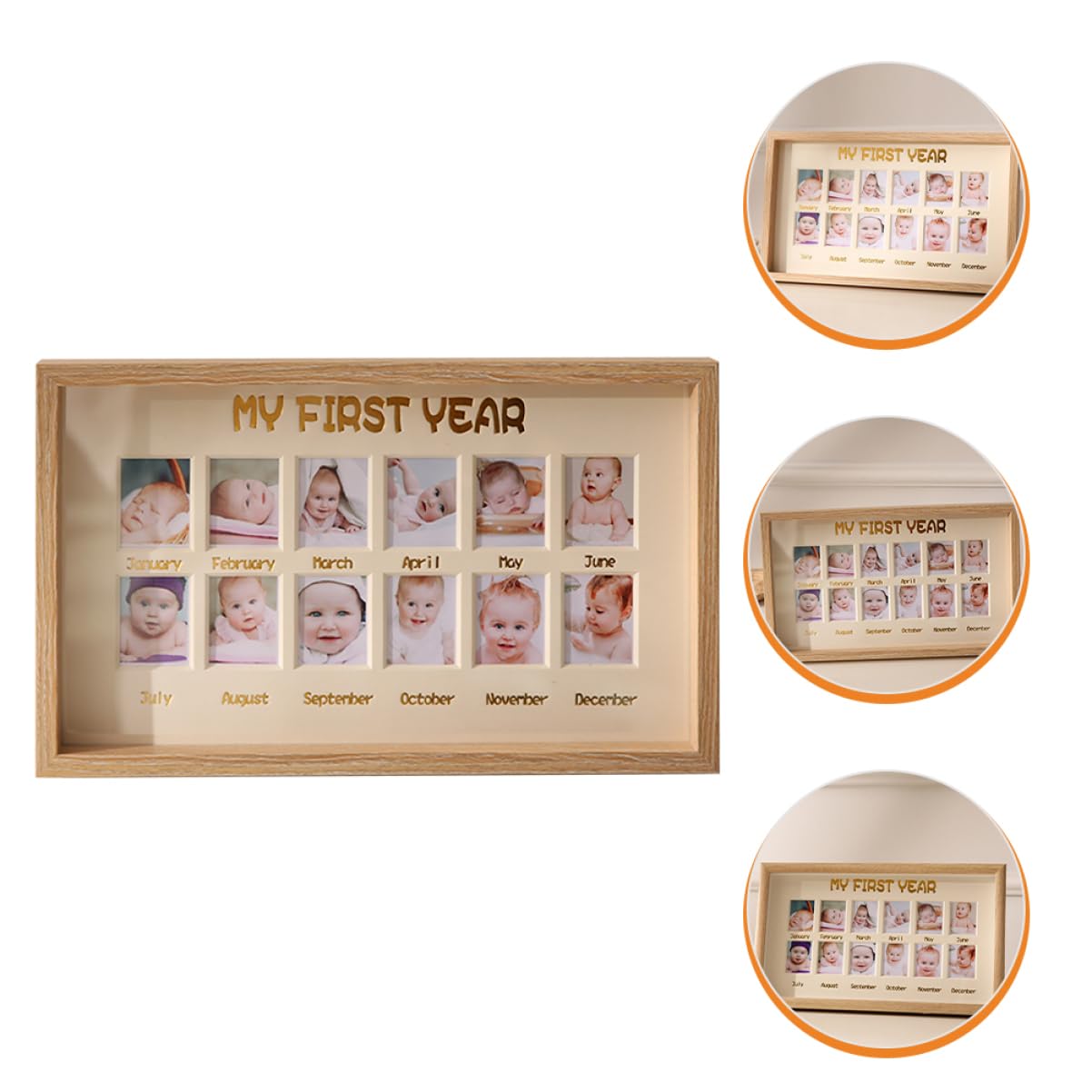 Toyvian Cornice Portafoto del Primo Anno per Bebé 12 Spazi, Materiale a Foglio, per Decorare Camera da Letto o Soggiorno Ricordo Crescita