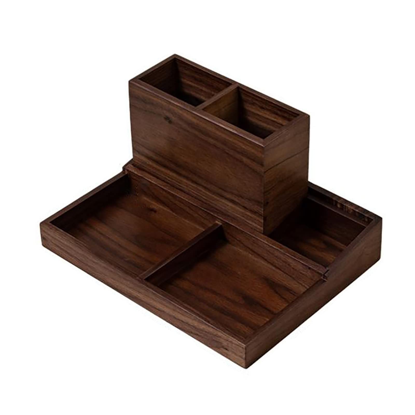 DUMRALBQE Wooden Pencil Pot Pen Holder Home Solid Wood Compartment Office Desktop for Home Office