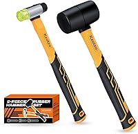 Kzotzo 2-Piece Rubber Mallet Set: 8oz Hammer & 25mm Double-Face Soft Mallet, Shockproof Fiberglass Grip, Non-Marring for Tile, Floor, Crafts