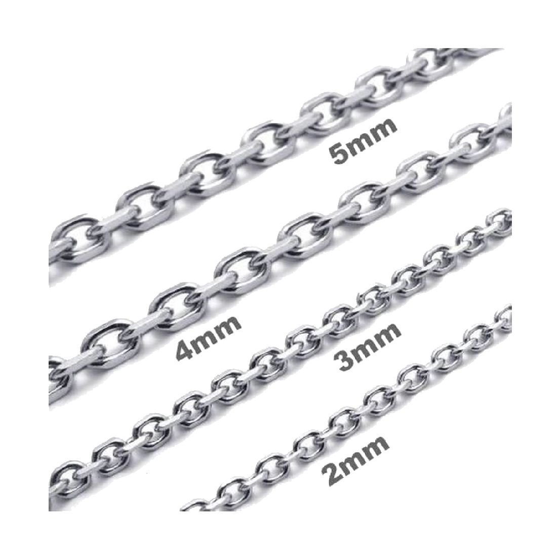 Mens 16"-40" 2mm-5mm Silver-Tone Stainless Steel Cross Chain Fashion Necklace