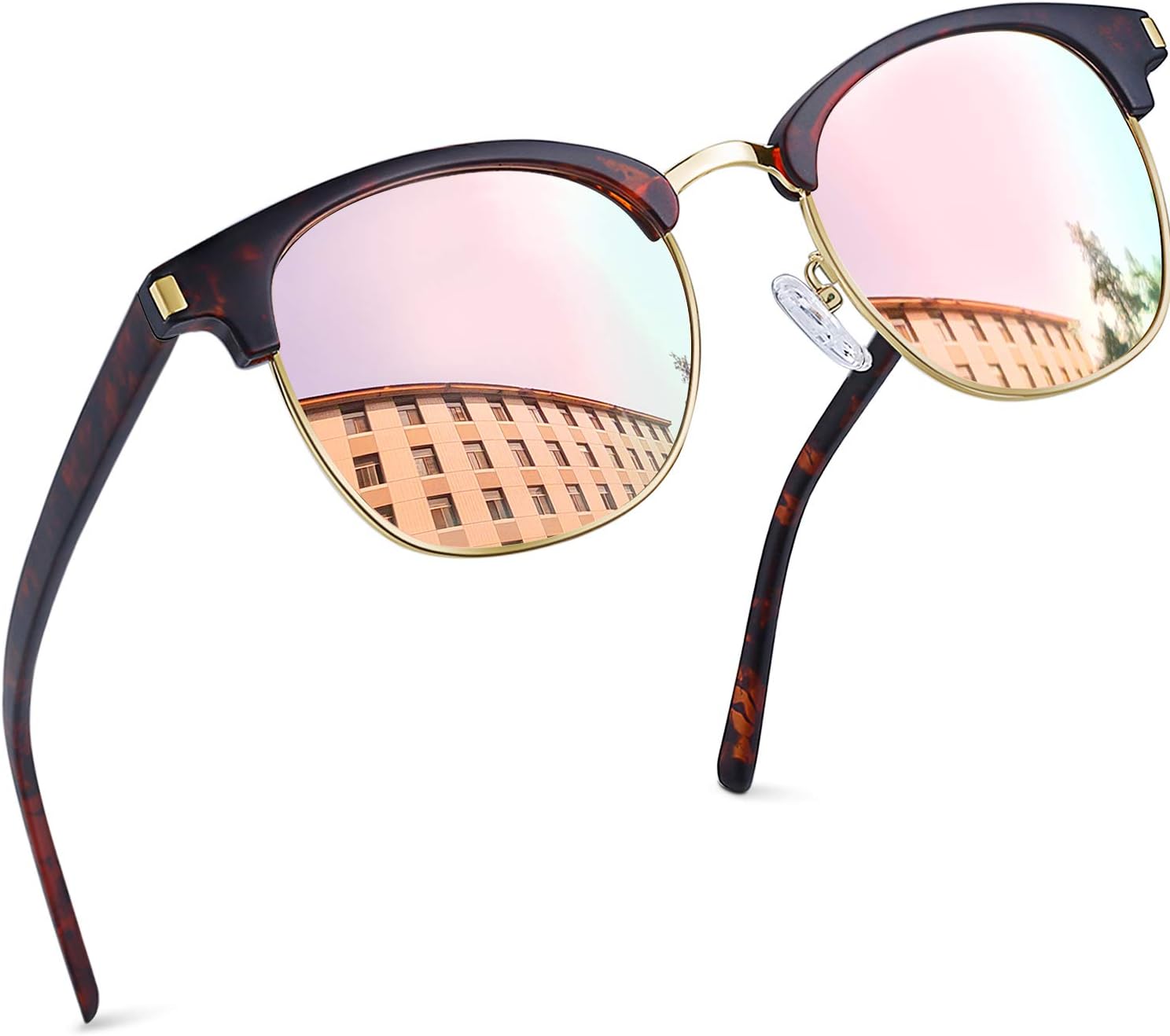 Vintage Sunglasses Half Frame Sun Glasses Polarized UV Protection Browline Shades for Women Men