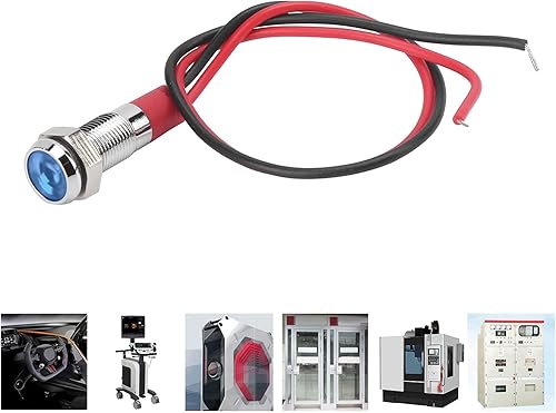 Miniatura 6 de Luz indicadora de metal LED, 0.236in, lámpara de señal impermeable 6 V con alambre para coche, camión, camión, barco, velocímetro, cuentakilómetros