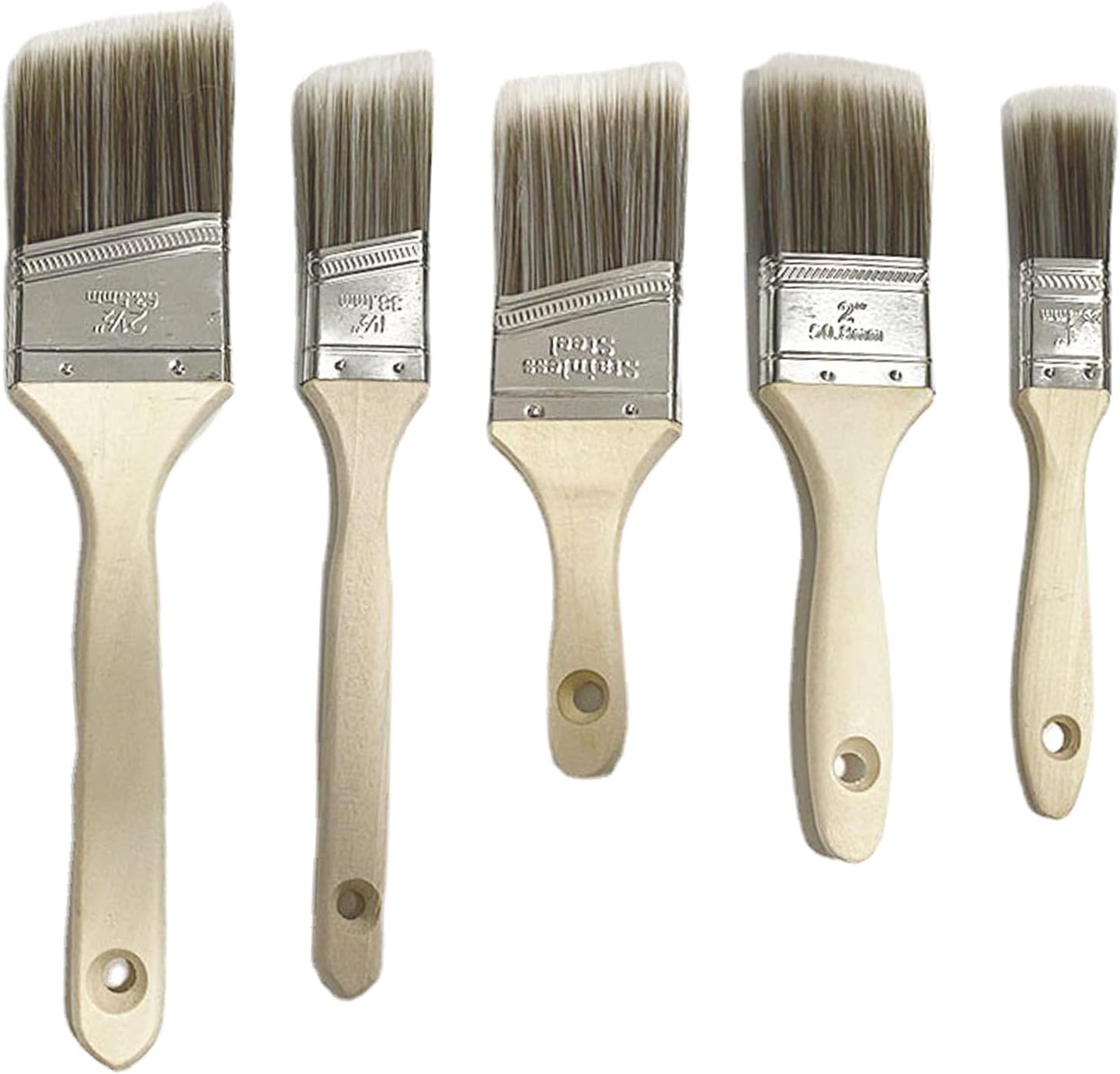 Flat And Angled Paint Brush Wall Trim Stain Brushes Set For