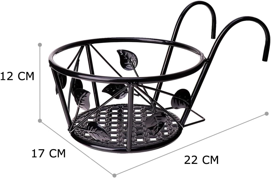 DOITOOL Hanging Planter Holder 8.66 Inch Metal Flower Pot Basket for Balcony Railing Outdoor Garden Patio Wall Mounted Plant Hanger