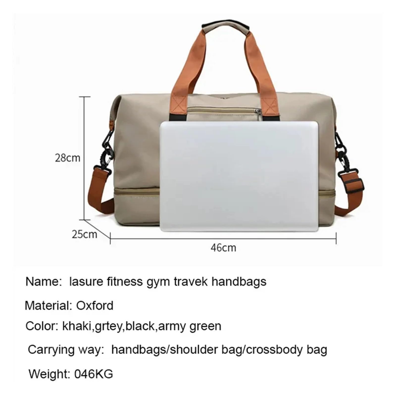 KLVN Torby weekendowe podróżna torba sportowa dla kobiet mężczyzn siłownia fitness joga torebka bagaż ramię crossbody, torby na krótkie odległości, Czarny, Jeden rozmiar, Rzemieślnik