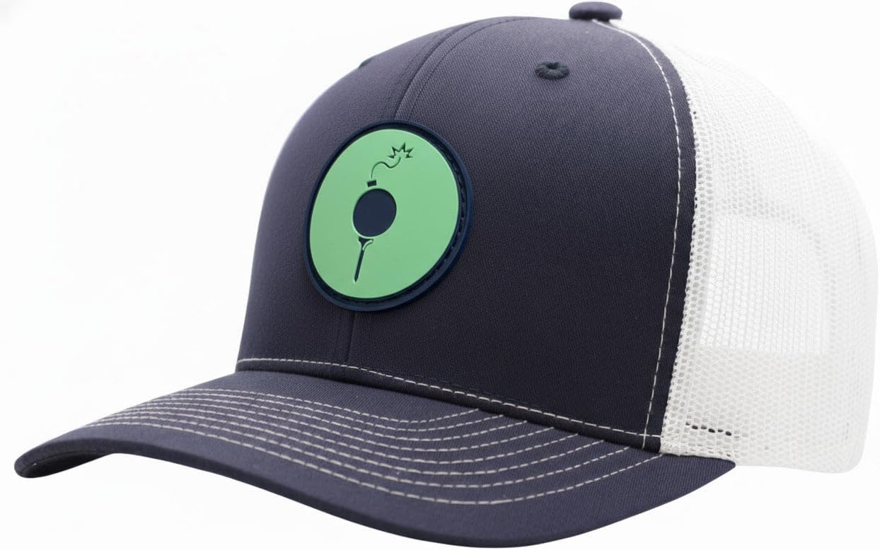 LINDO Golf Trucker Hat [ Hitting Bombs ] for Men and Women: Mid Profile Cap w Mesh Back and Adjustable Snap