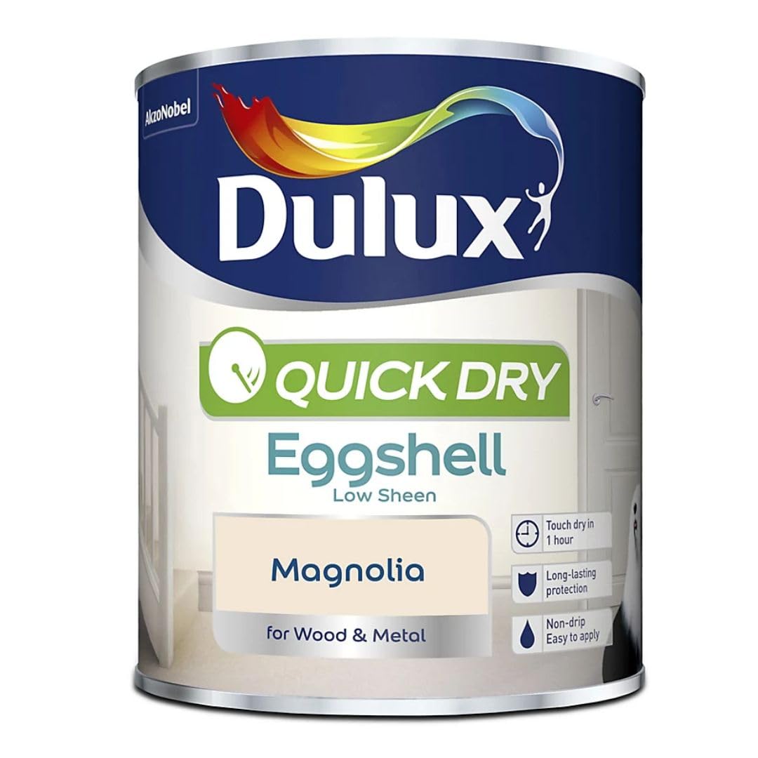 DRW Magnolia Quick Drying Eggshell Paint 750ml | Interior Wood and Metal Paint | Durable Low Sheen Finish | Fast Drying Trim Paint for Doors Skirting Boards and Furniture