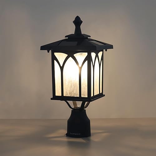 Miniatura 6 de Kemeco ST4328Q-W Luz solar para poste de aluminio fundido al aire libre LED blanco cálido con base de 3 pulgadas para poste pilar patio, jardín,
