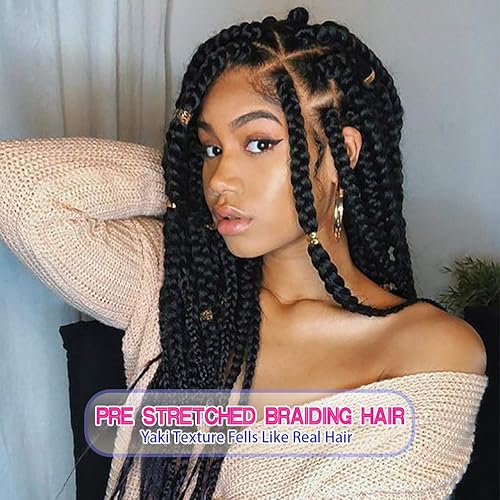 Miniatura 2 de Paquete de 8 extensiones de cabello trenzado preestirado de 26 pulgadas 353ozpaquete cabello trenzado Kanekalon de primera calidad extensiones