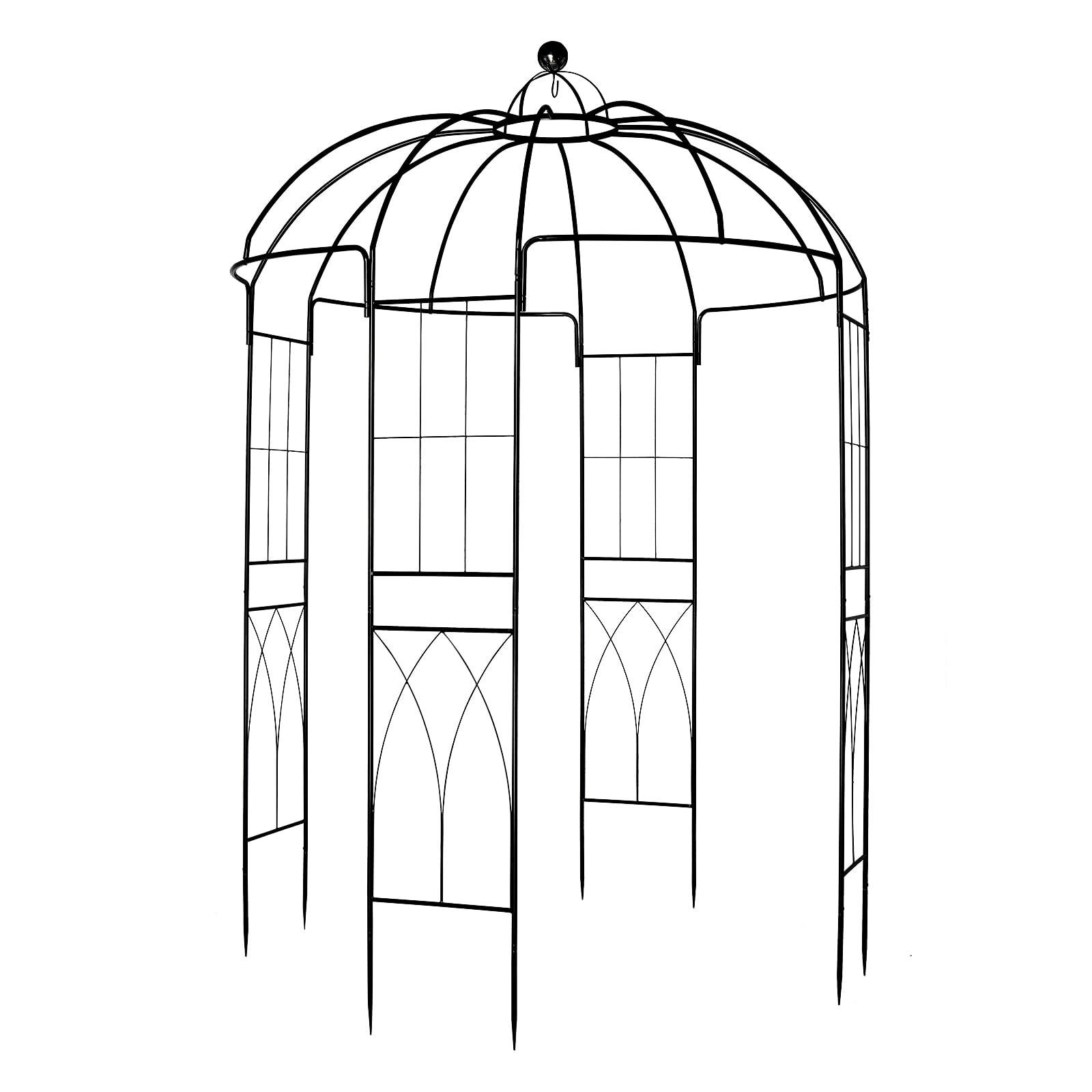 LEADZM Arche de Jardin en Métal Noir 270x207x207cm - Style français Pergola en Métal, Plantes Grimpantes Terrasse Patio Arceau à Rosiers,Mariage Arche Colonne de Jardin