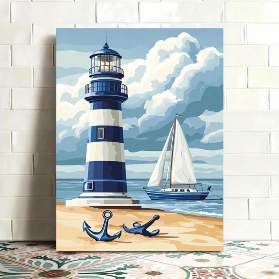 Tableau phare et ancre de plage pour créer une décoration bord de mer unique