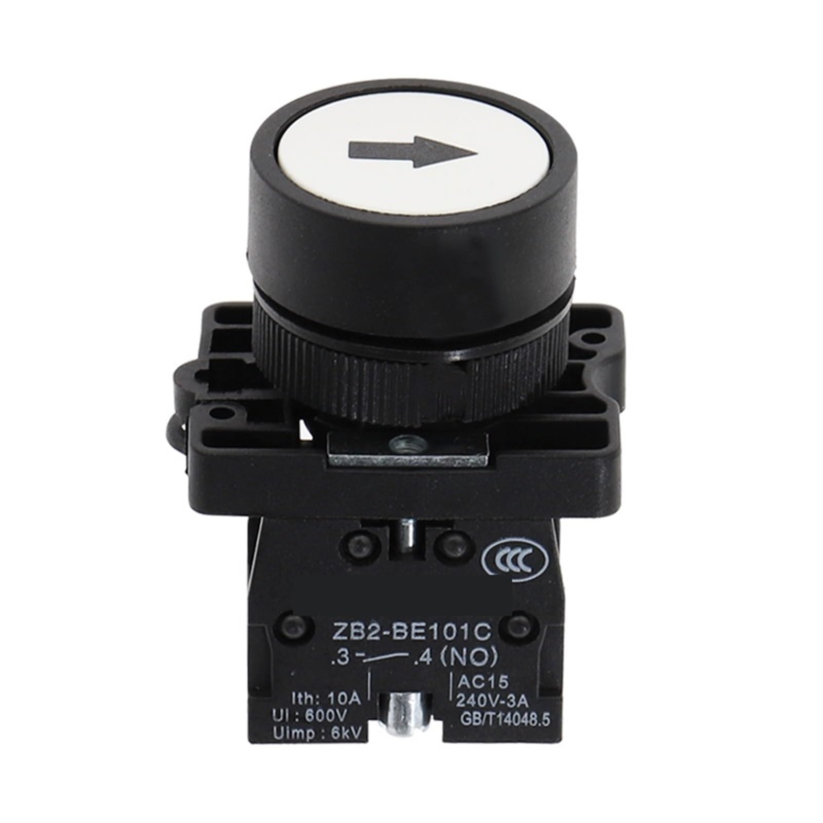 Bouton marche arrêt 22mm XB2 blanc avec flèche interrupteur tactile