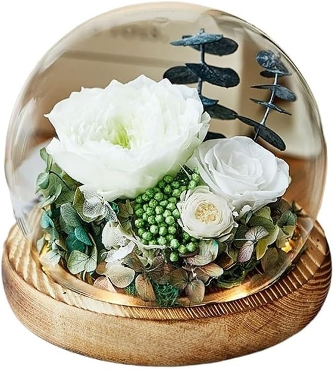 Dry Flower Bouquet Decoration, eternals Gift Box, Glass Cover, Valentine's Day Birthday for Girlfriend