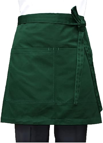 Miniatura 8 de LISSOMPLUME Delantal de bistró de cintura corta para sostener el libro del servidor, bolígrafo, tarjetero