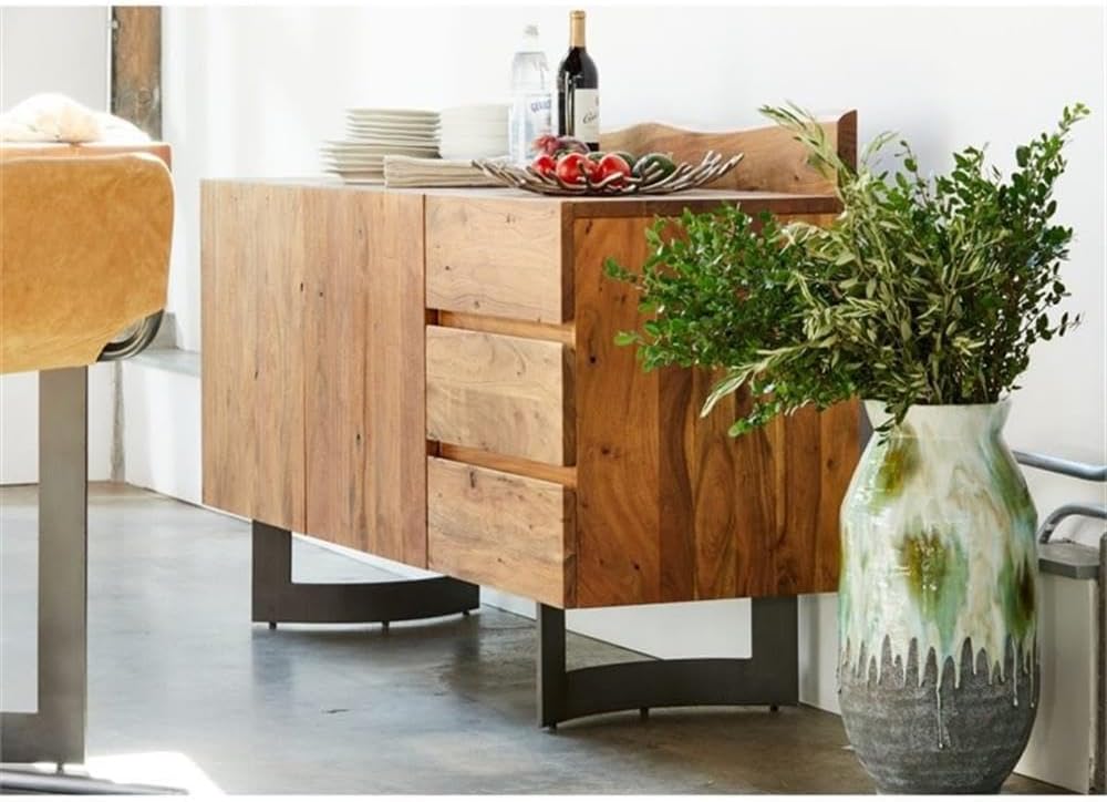 Moe's Home Collection Bent Wood Server with Iron Base in Brown