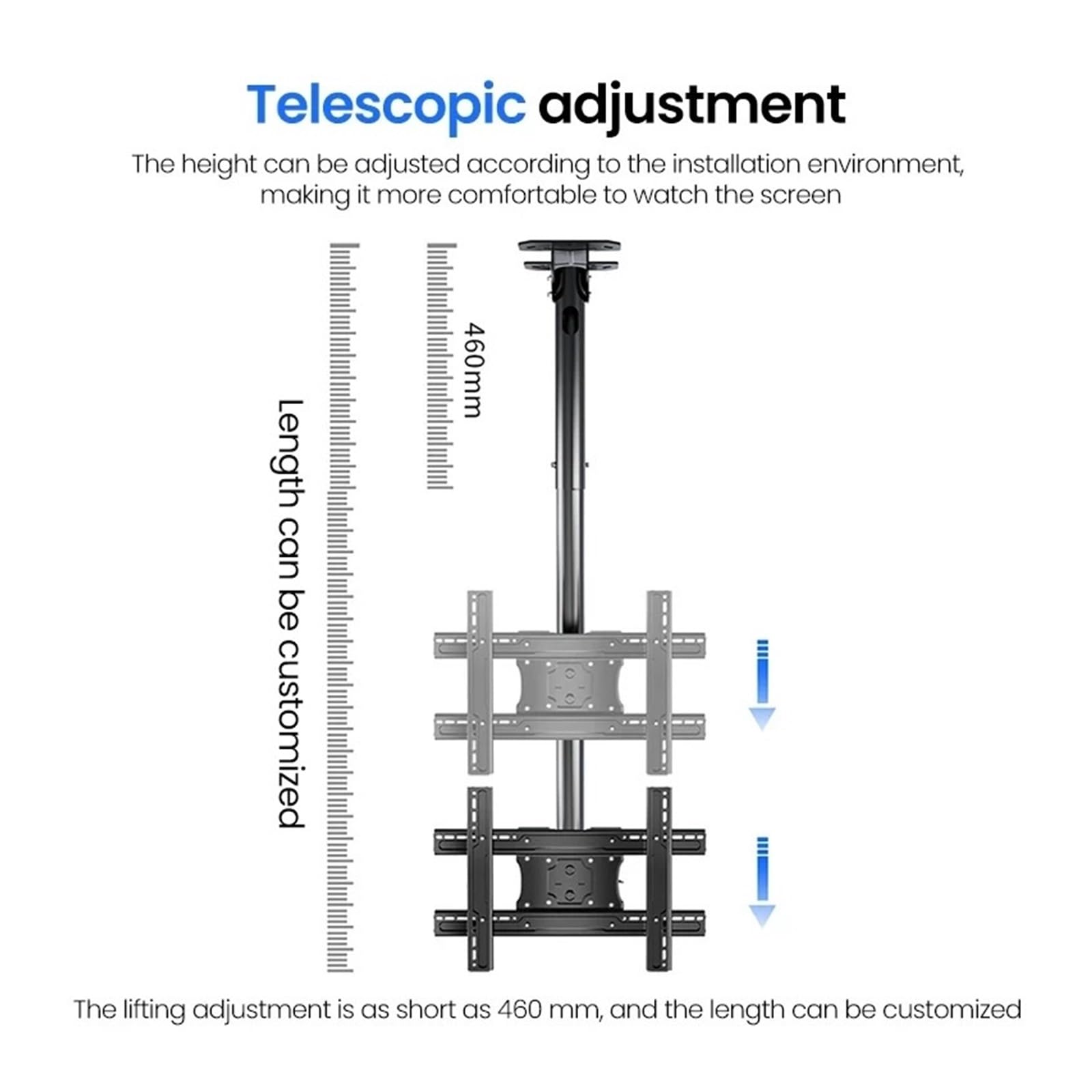 Supporto Regolabile Da Soffitto for TV, Adatto for La Maggior Parte Dei Display A Schermo Piatto LED, LCD E Al Plasma Da 32 A 75 Pollici(1pcs black)