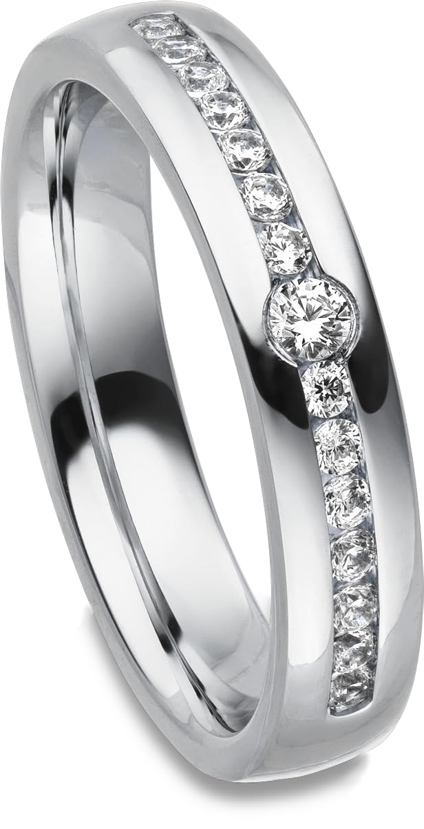 Kolibri Rings 925 Sterling Silber Massiv, Rhodiniert | Freundschaftsringe Paarpreis mit 15 Zirkonia Steine in Kanalfassung | Trauringe Eheringe Partnerringe | Made in Germany | Gratis & Gravur