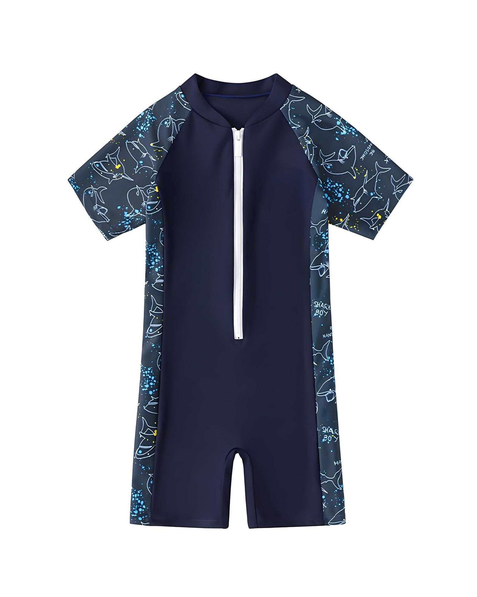 Badeanzug Jungen, Badebekleidung Kinder, Einteiliges Design aus Badehose und UV Shirt