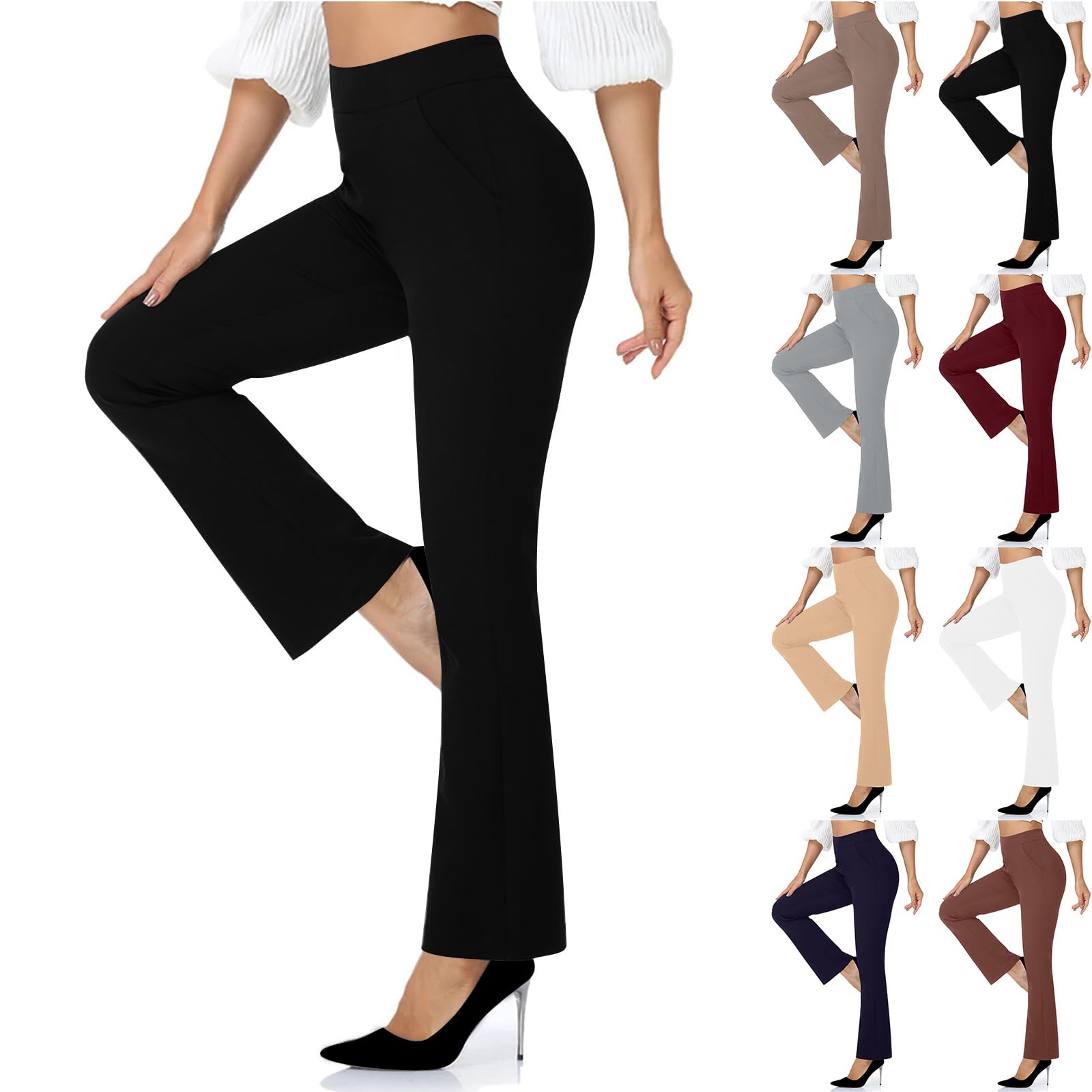 Dress Pants Women Bell Bottom Work Pants High Waisted Flare Pants Dressy Casual Slacks Comfy Business Office Trousers