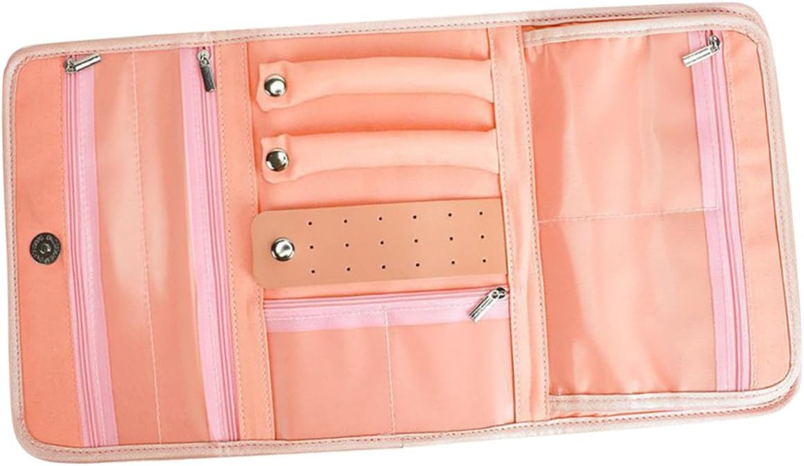 Ipetboom PU Jewelry Storage Roll Bag for Travel Small Foldable Organizer Pouch with Multiple Compartments Scratch-resistant Jewelry Case for Necklaces Rings Bracelets Earrings