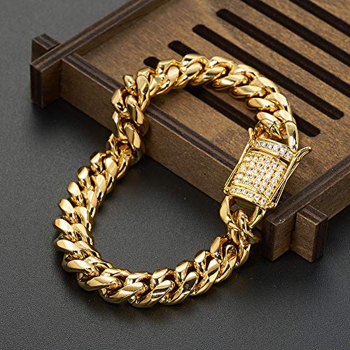 Cadena Miami Cuban Link de 10mm en acero macizo con acabado oro premium 4