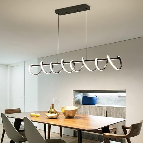 Miniatura 8 de Diseño Moderno Lámpara Colgante Lineal de Escritorio Regulable, con Control Remoto, Lámpara de Techo Regulable de 3 Modos de Color y Brillo, Lámpara